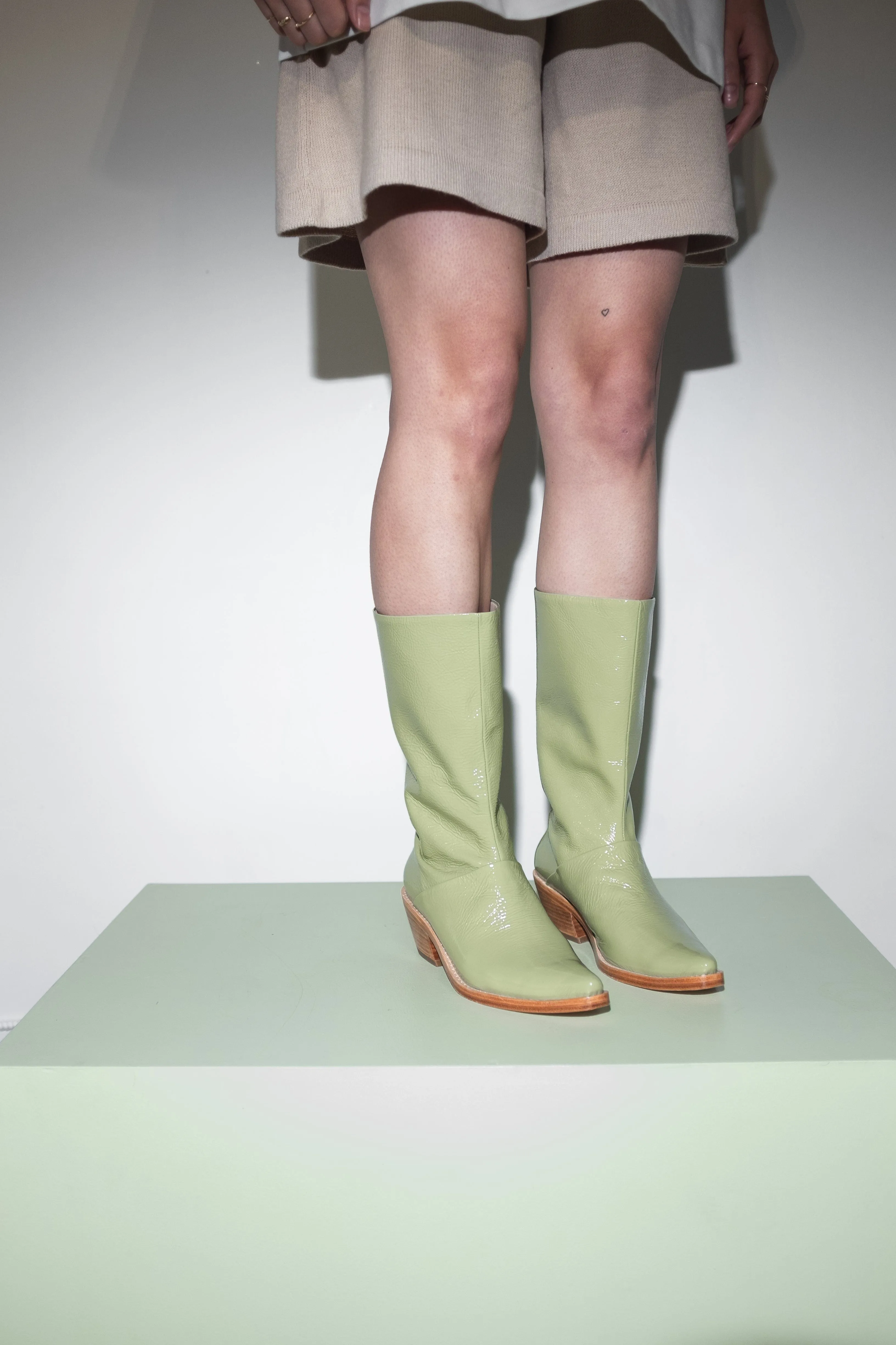 Jackie Boot in Glossy Pistachio