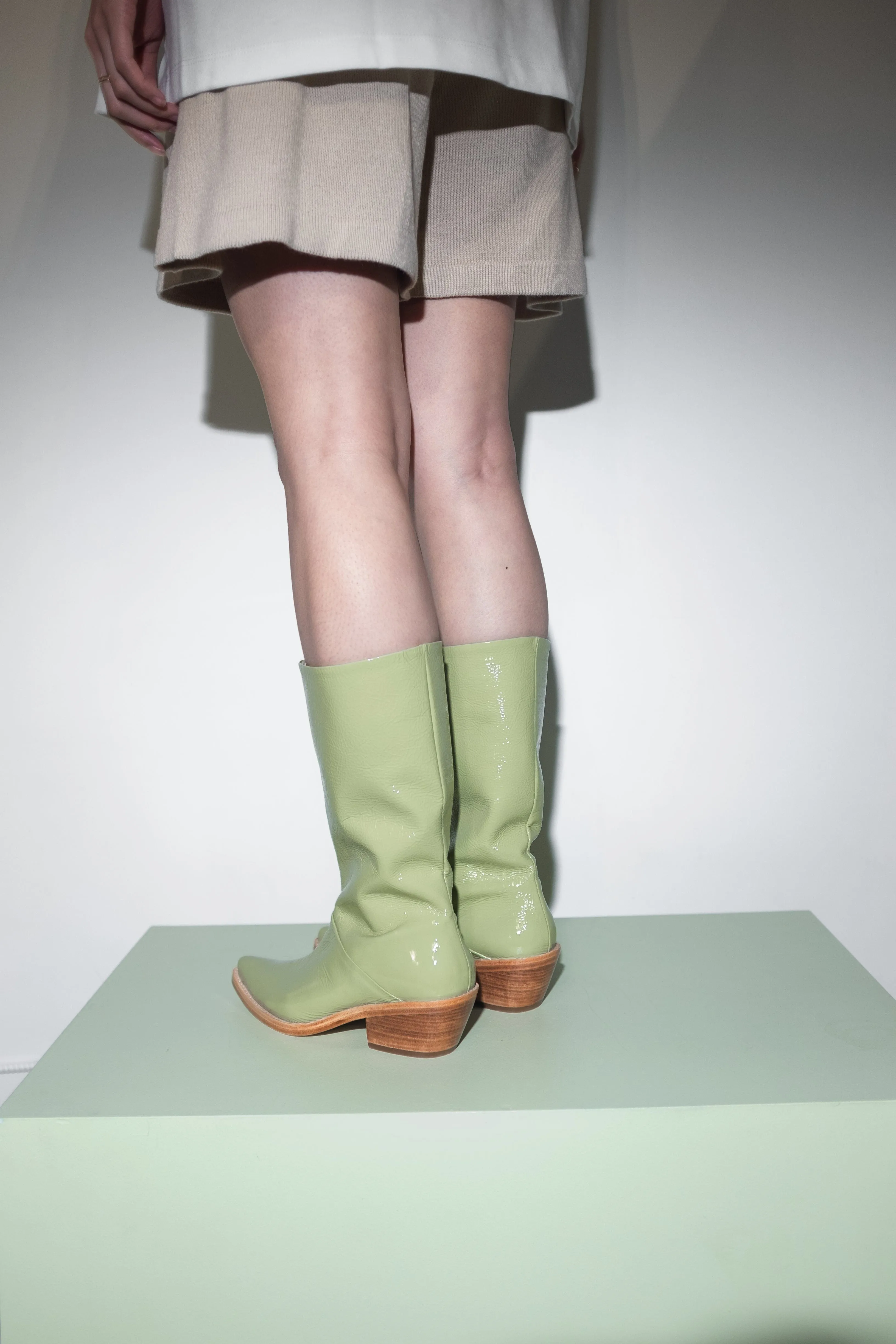 Jackie Boot in Glossy Pistachio