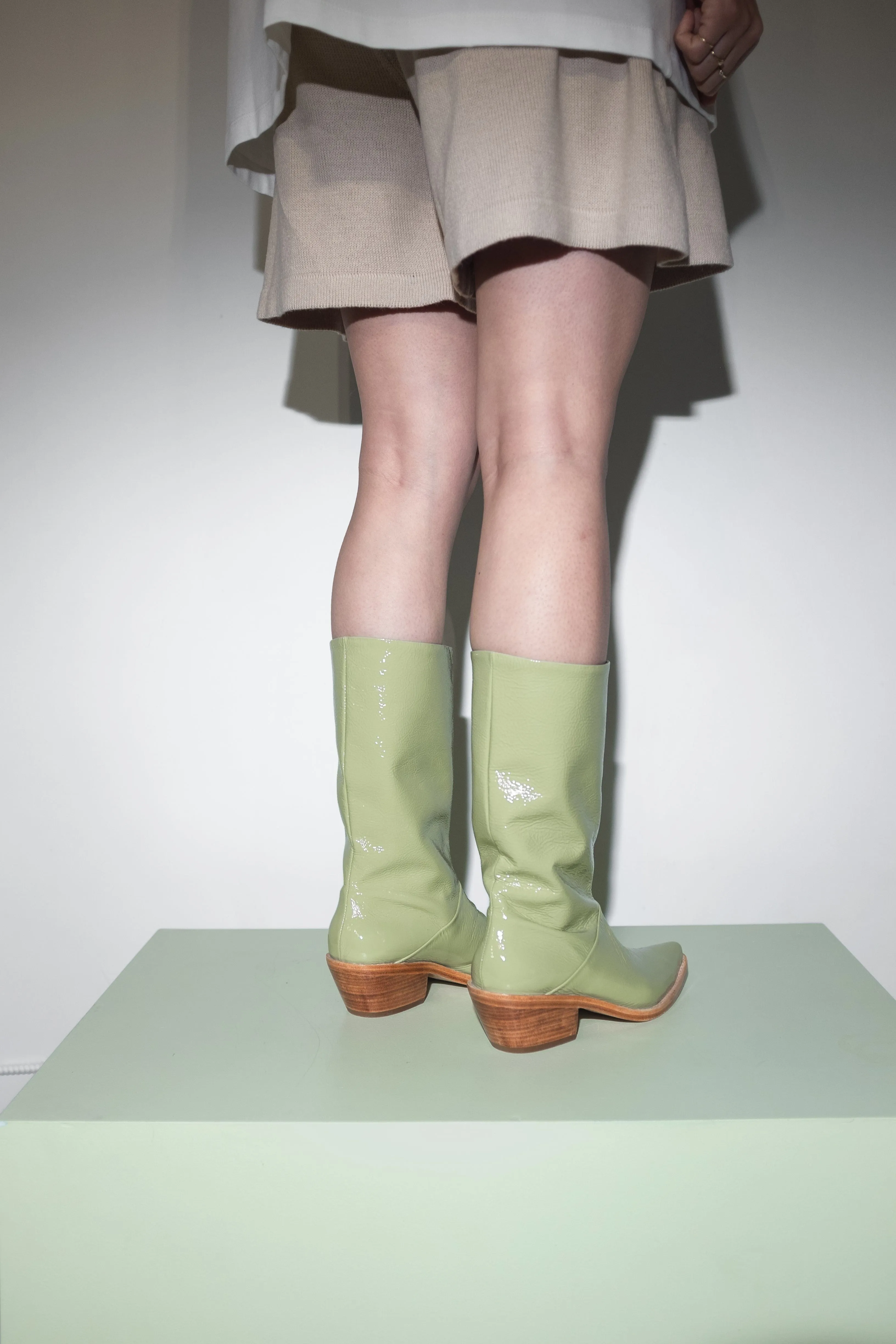 Jackie Boot in Glossy Pistachio