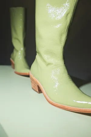 Jackie Boot in Glossy Pistachio