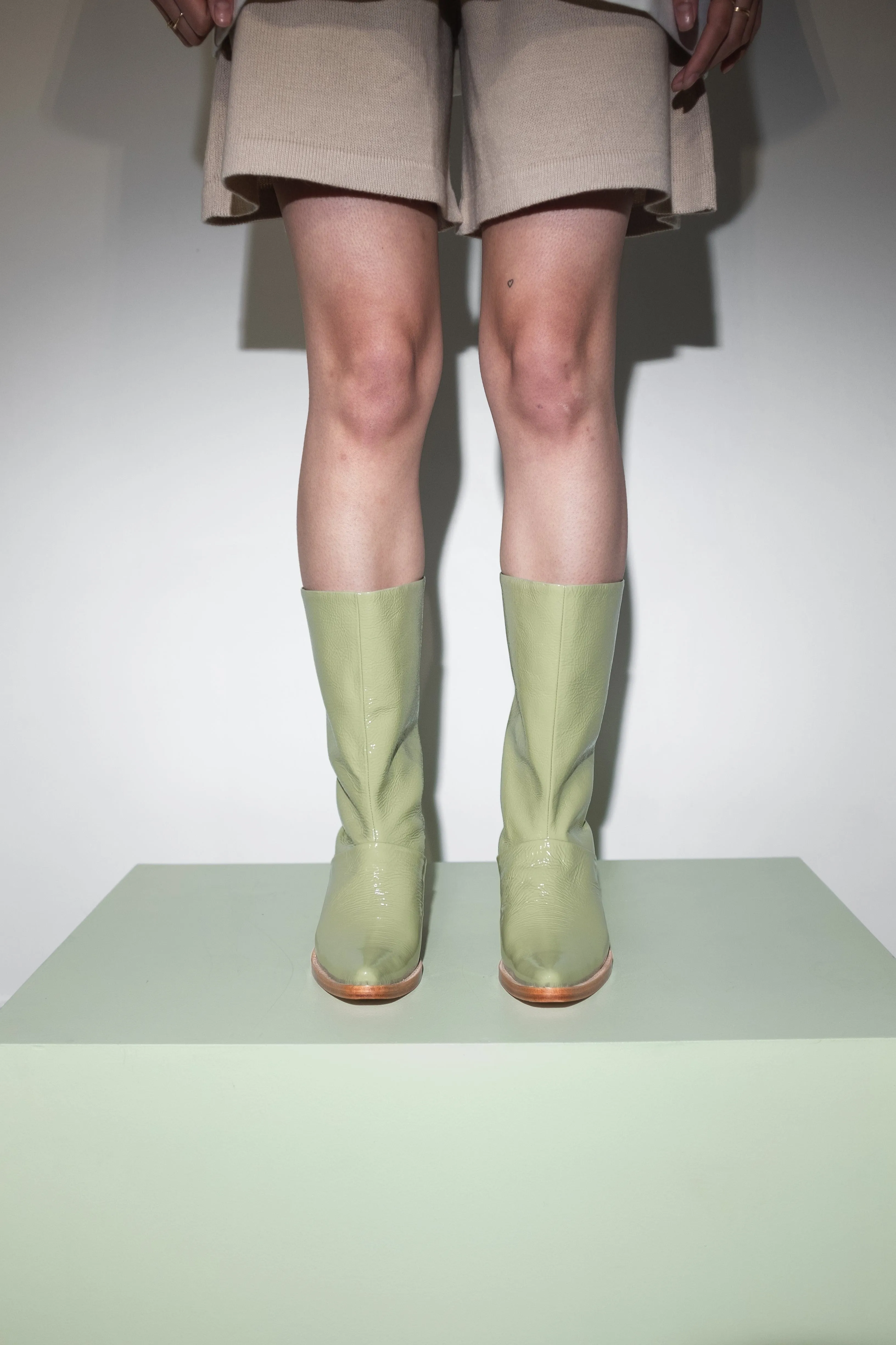 Jackie Boot in Glossy Pistachio