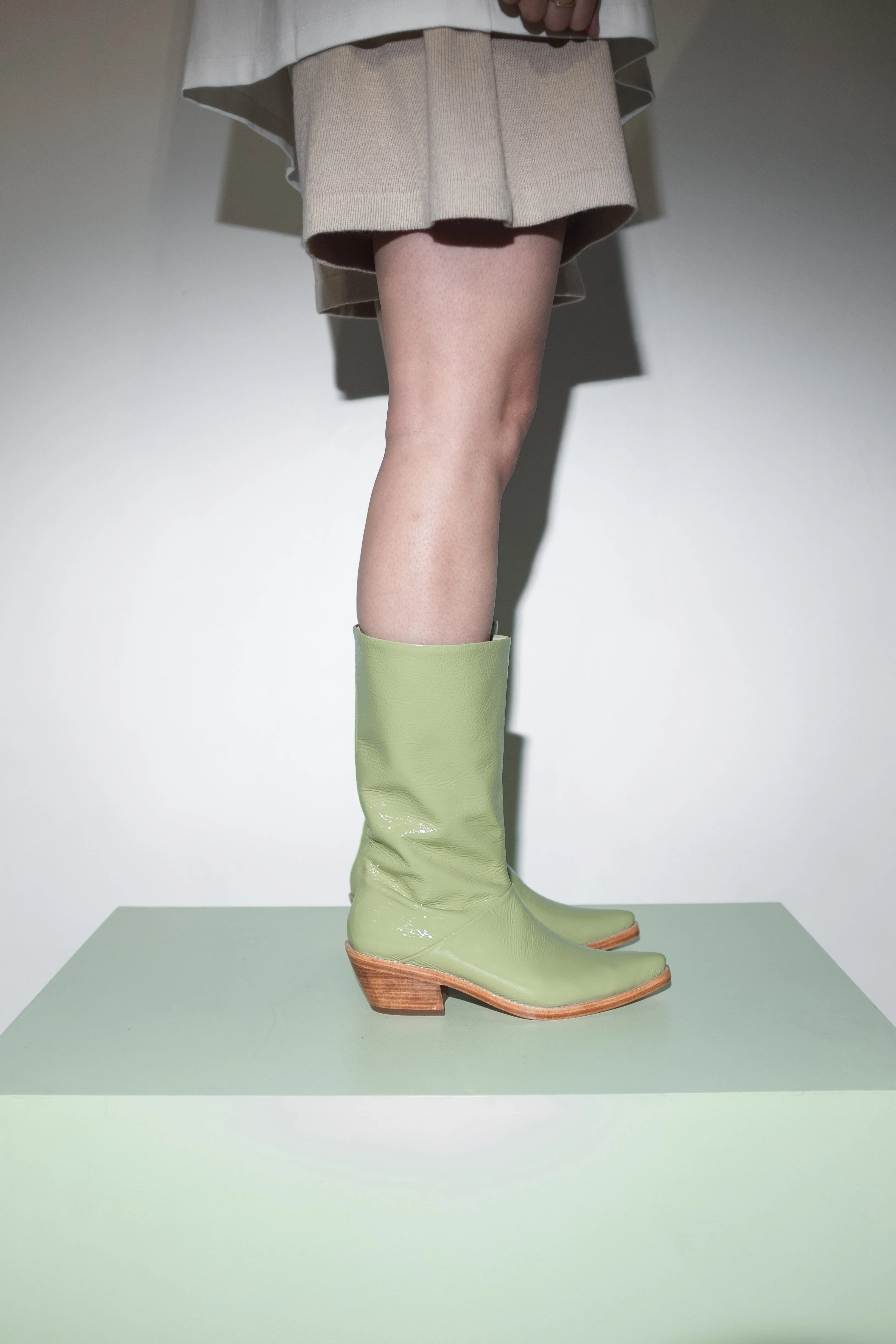 Jackie Boot in Glossy Pistachio