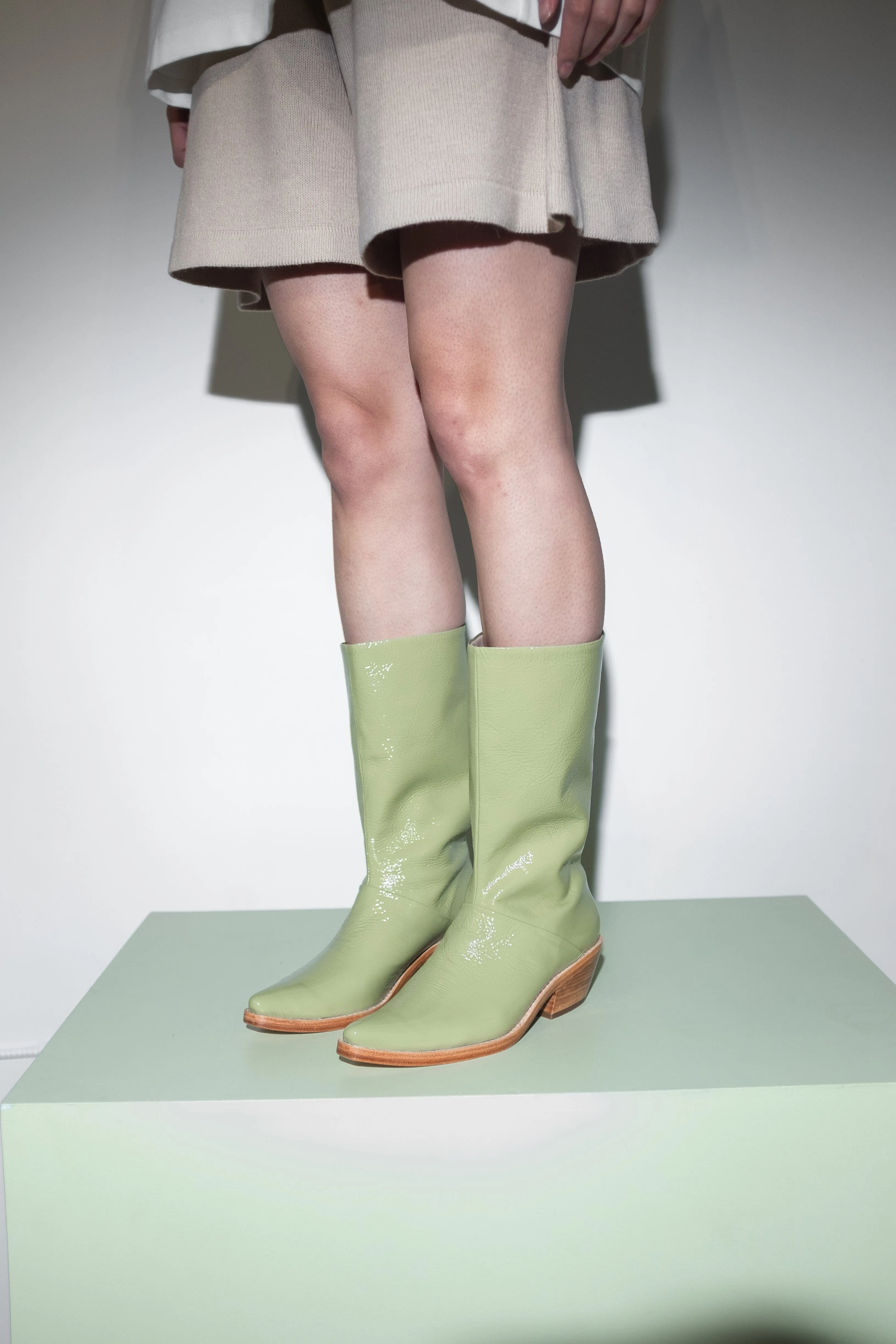 Jackie Boot in Glossy Pistachio