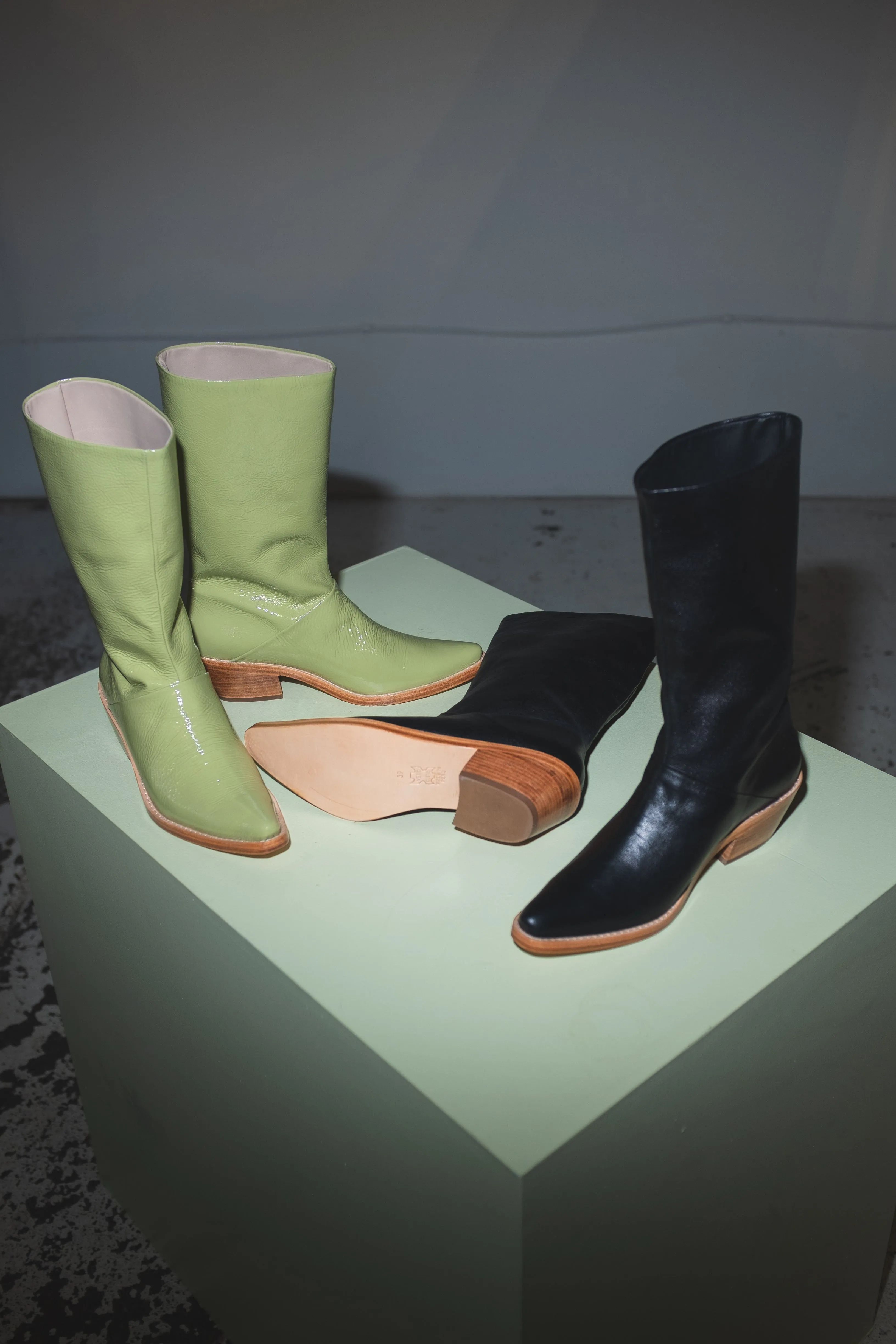 Jackie Boot in Glossy Pistachio