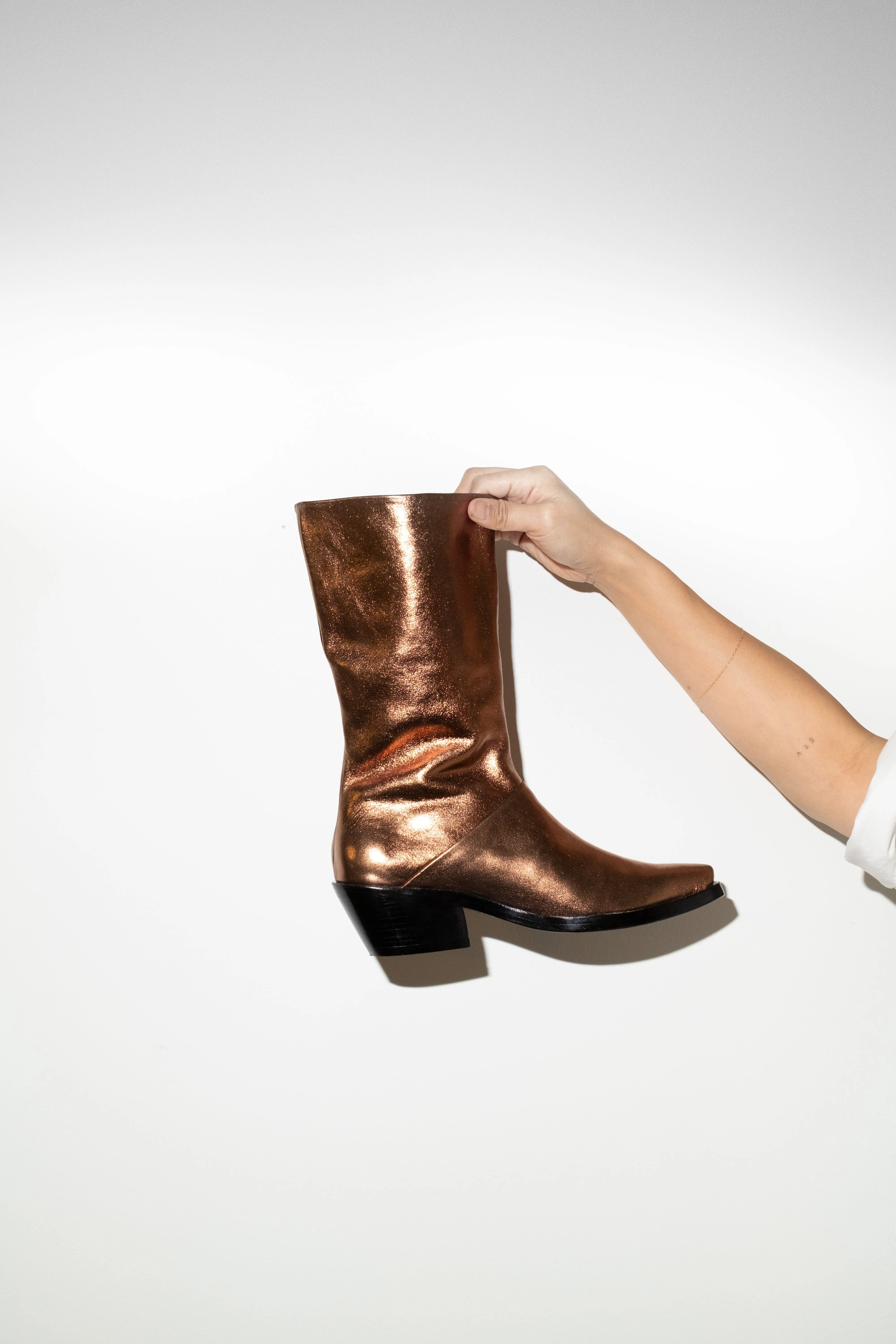Jackie Boot in Metallic Gold