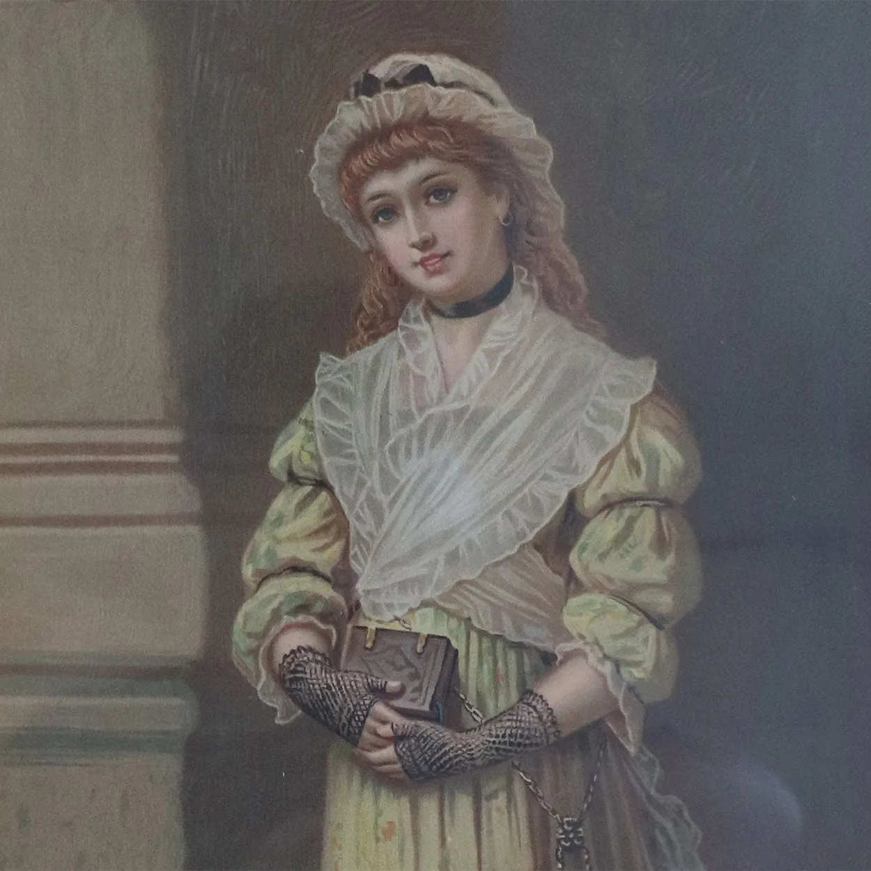 JANE MARIA BOWKETT Chromolithograph Print, Portrait of a Lady Descending the Stairs