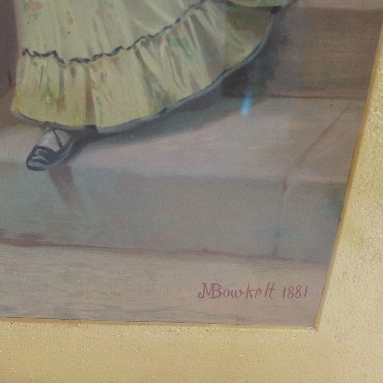 JANE MARIA BOWKETT Chromolithograph Print, Portrait of a Lady Descending the Stairs