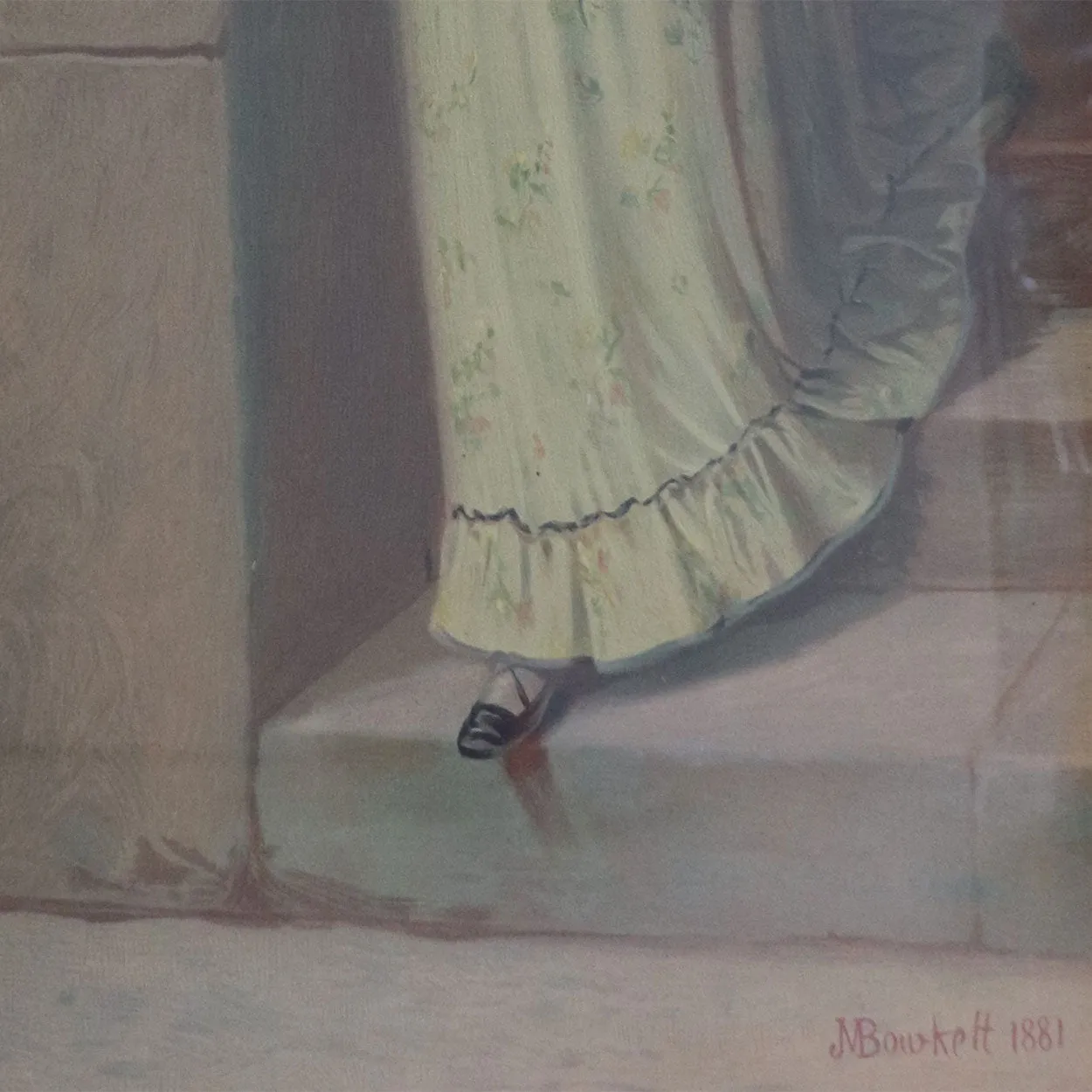 JANE MARIA BOWKETT Chromolithograph Print, Portrait of a Lady Descending the Stairs