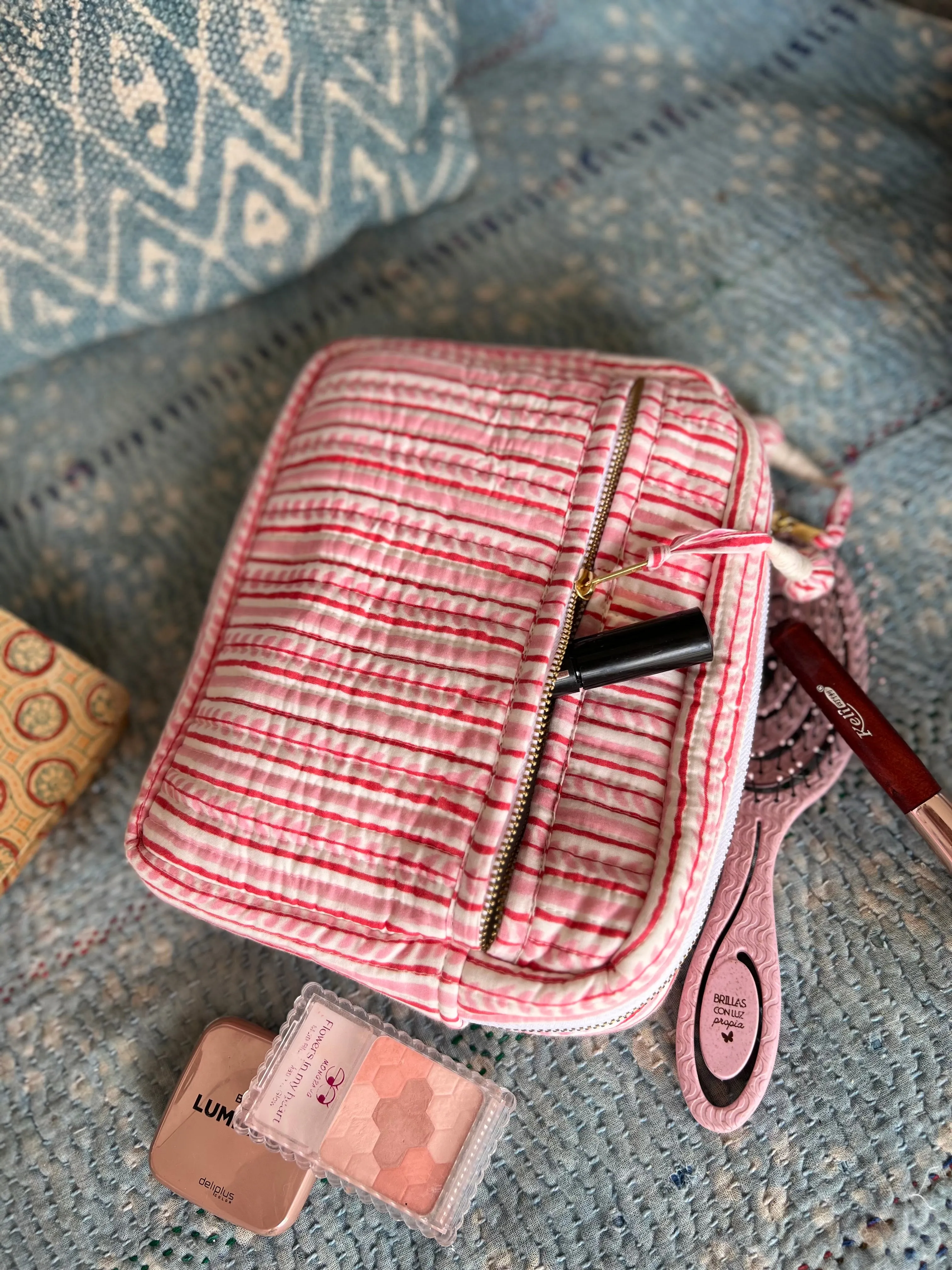 Jane Stripe  Cosmetic Bag square