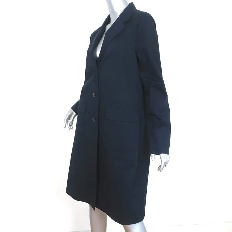 Jenni Kayne Overcoat Navy Stretch Cotton Twill Size Medium Lightweight Jacket
