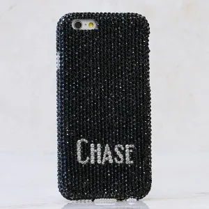Jet Black Crystals Personalized Name & Initials Design (style PN_1133)