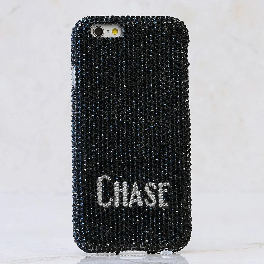 Jet Black Crystals Personalized Name & Initials Design (style PN_1133)