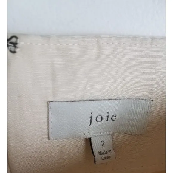 Joie Women's Sz. 2 High Rise Linen Blend Pleated Front Double Buckle Shorts