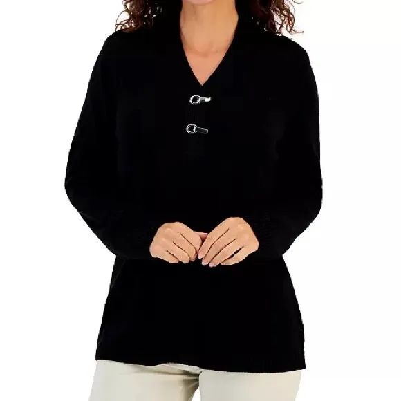 ✨Karen Scott Women's Hardware Cotton Henley Top✨Created for Macy's~sm NWOT