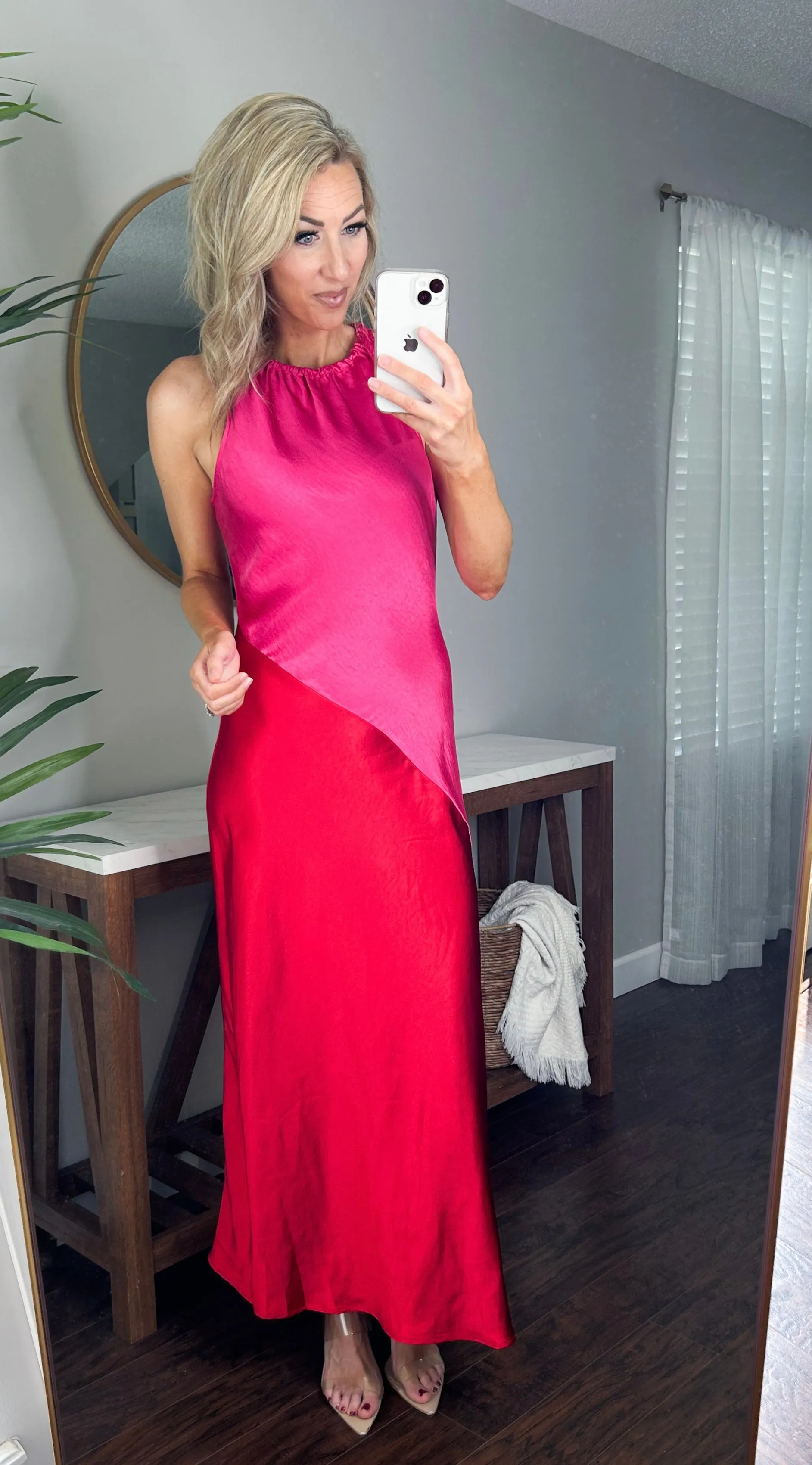 Kavela Color Block Satin Maxi Dress