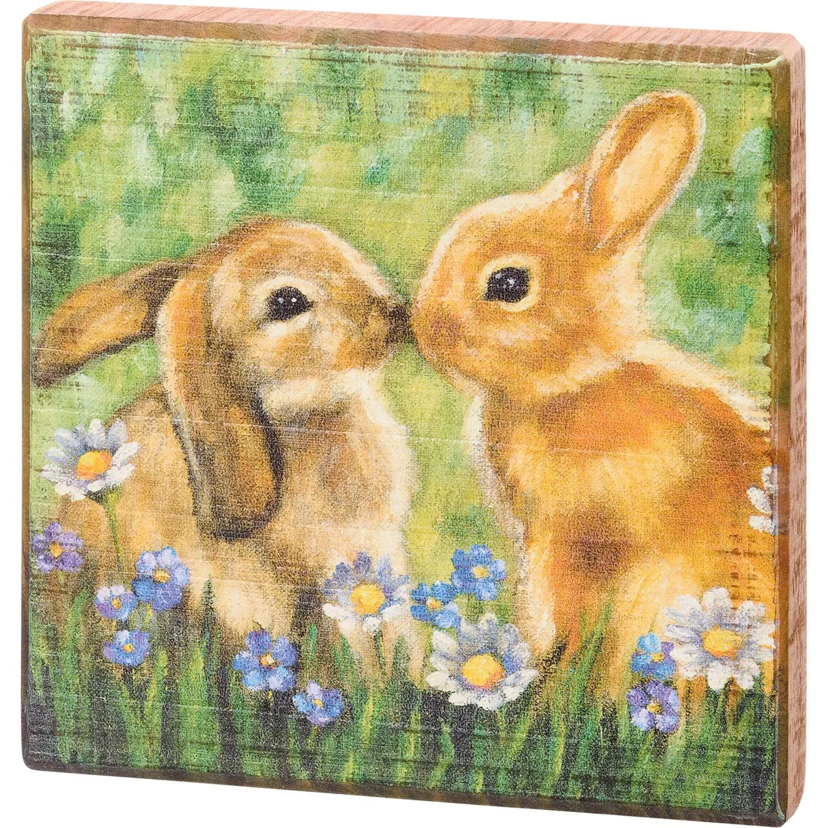 Kissing Bunnies Block Sign