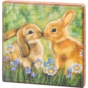 Kissing Bunnies Block Sign