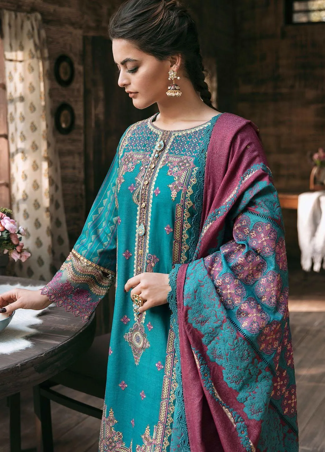 KK-01 | Qalamkar Winter Shawl Collection 2021 | Unstitched Embroidered Suits