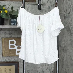 Knox Rose Women's Flutter Short Sleeve Off the Shoulder Blouse 78887076