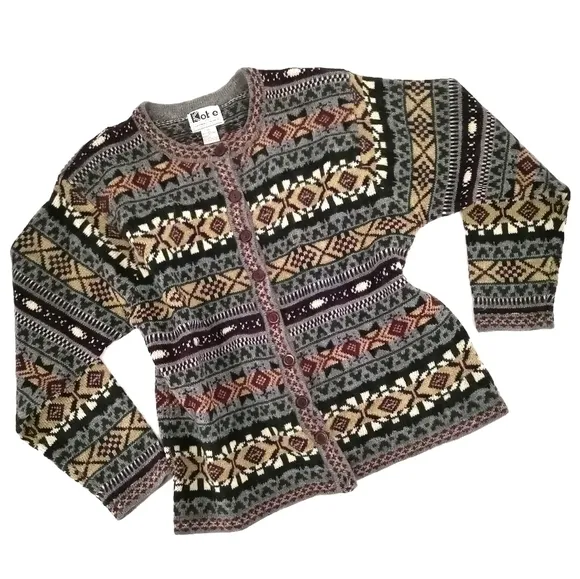Kobe EUC Women's 1X Cardigan Sweater Shetland Wool