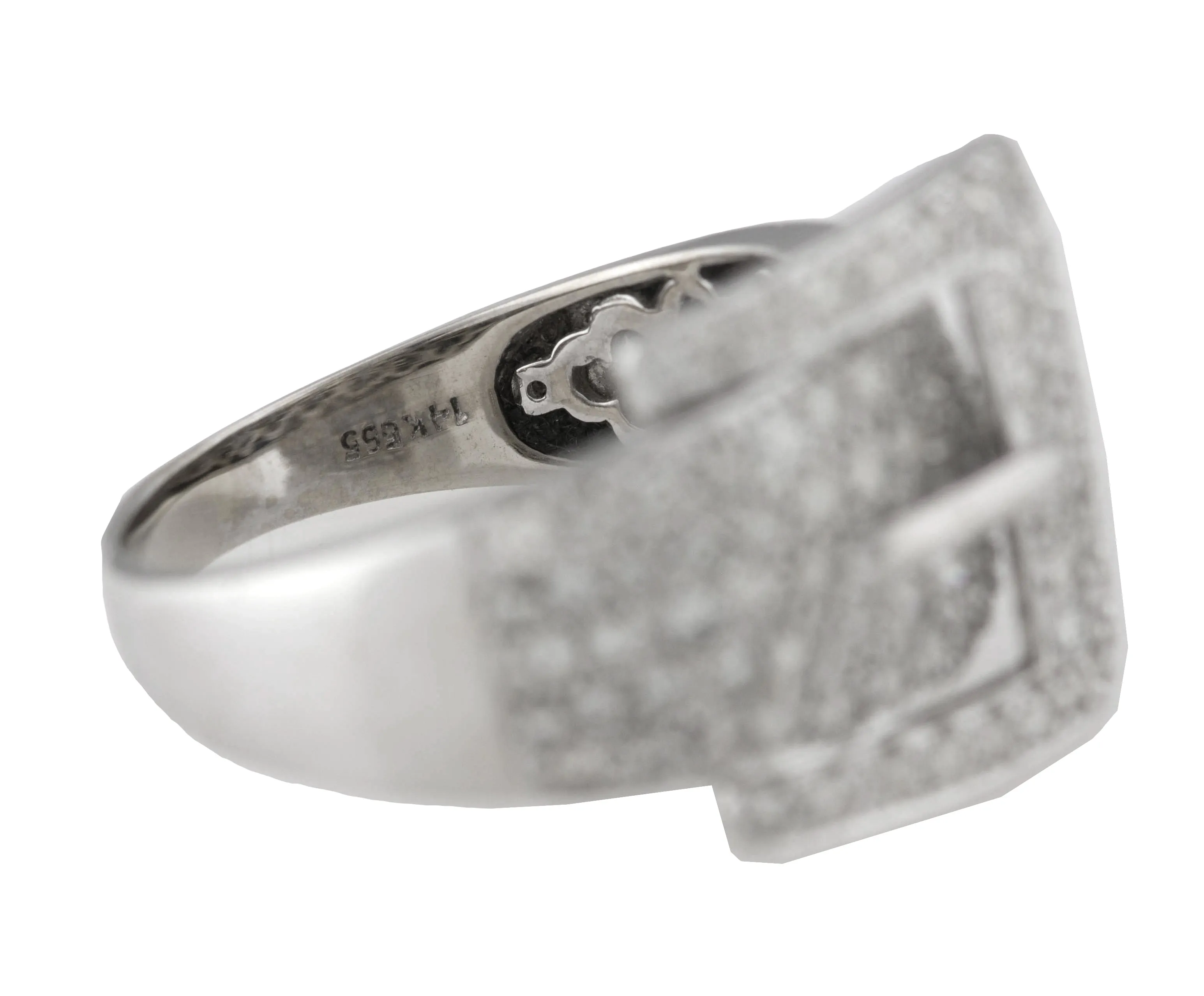 Ladies Exquisite 14K 585 White Gold 2.21ctw Diamond Belt Buckle Cocktail Ring