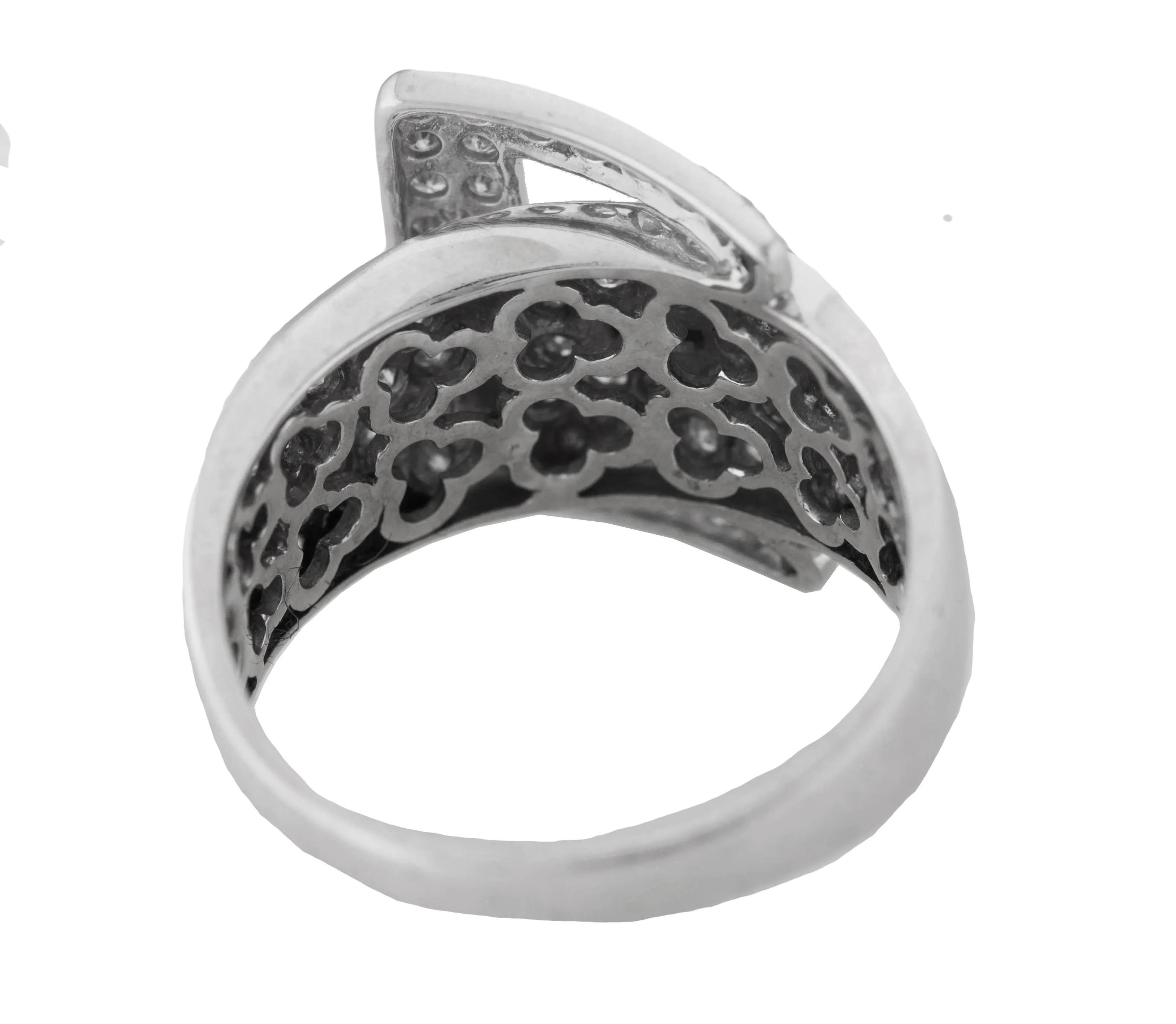 Ladies Exquisite 14K 585 White Gold 2.21ctw Diamond Belt Buckle Cocktail Ring