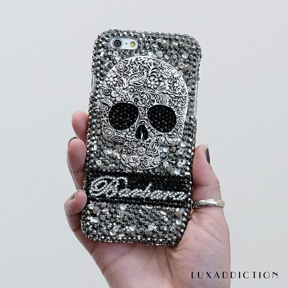 Large Metallic Skull Personalized Name & Initials Design (style PN_1057)