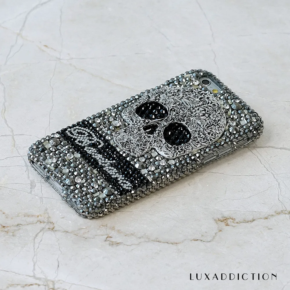Large Metallic Skull Personalized Name & Initials Design (style PN_1057)