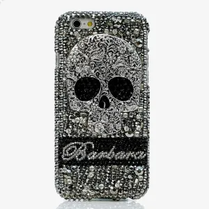 Large Metallic Skull Personalized Name & Initials Design (style PN_1057)