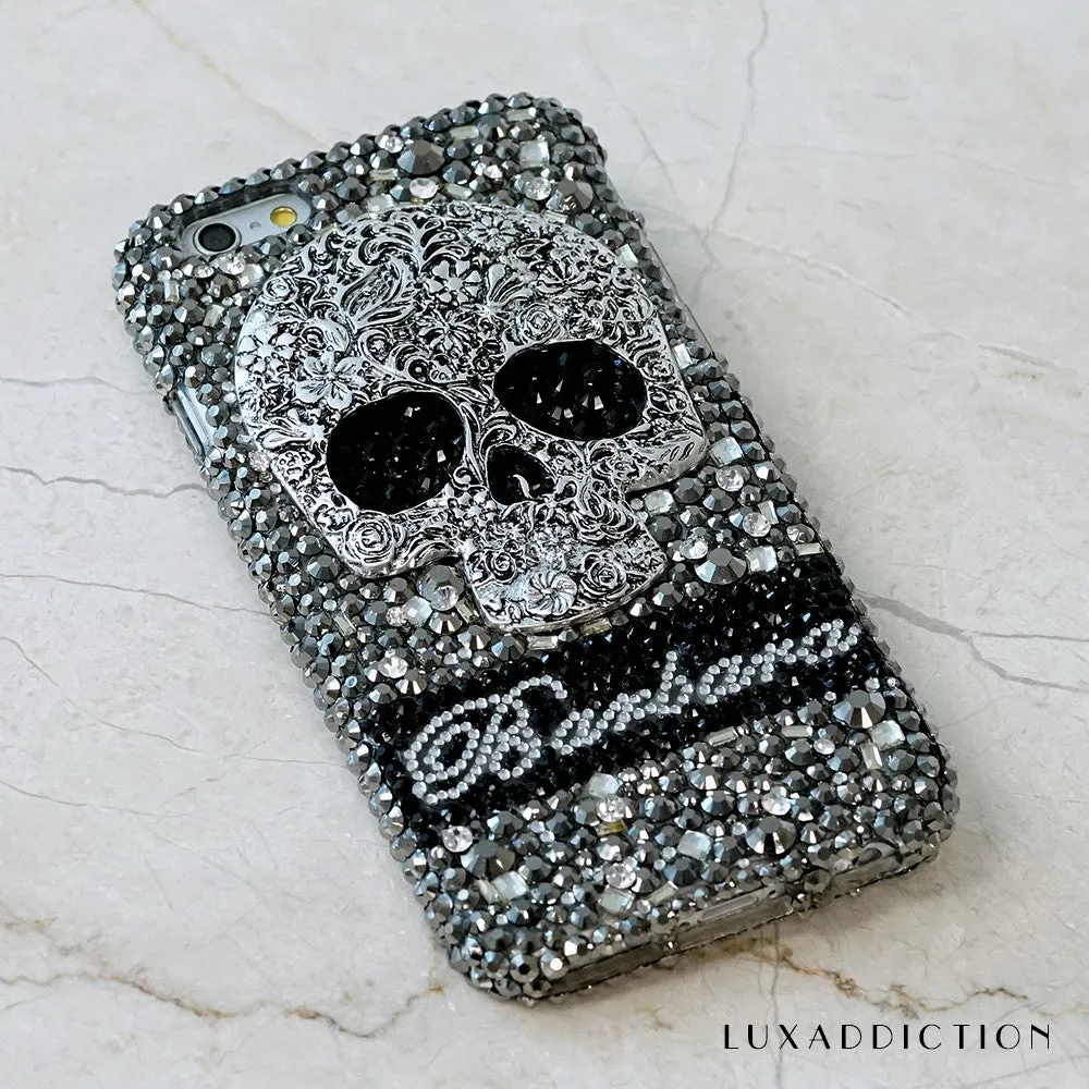 Large Metallic Skull Personalized Name & Initials Design (style PN_1057)