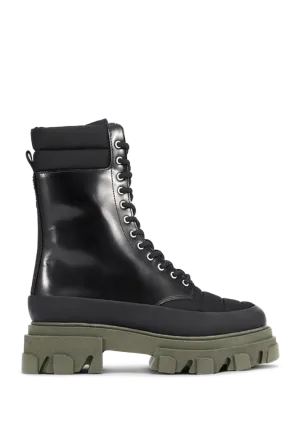 Leather and Tech Fabric Combat Boots