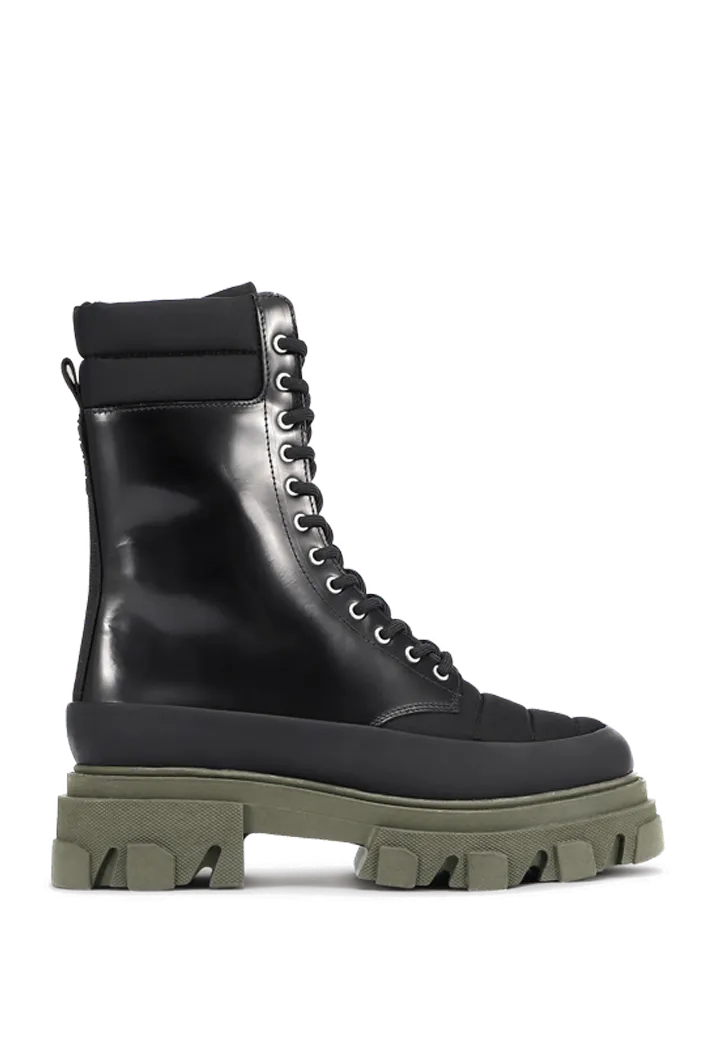 Leather and Tech Fabric Combat Boots