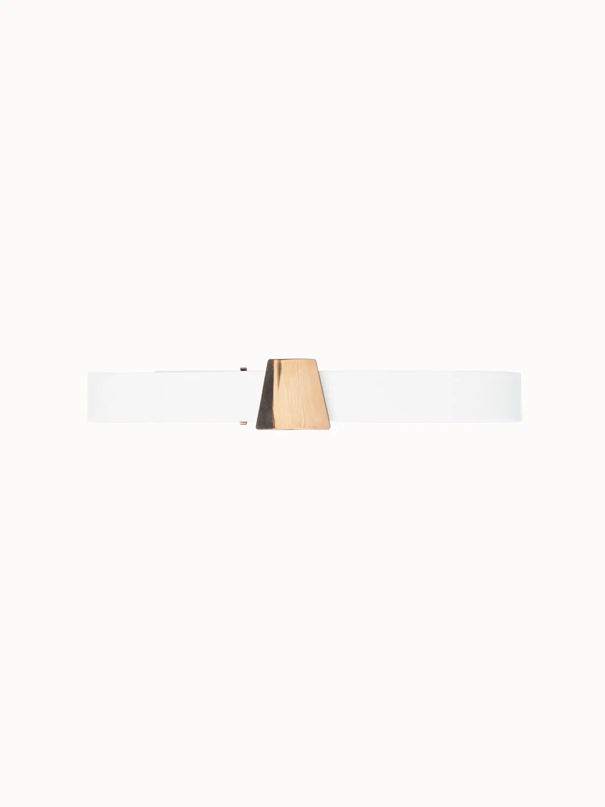Leather Belt with Gold Trapezoid Buckle