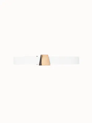 Leather Belt with Gold Trapezoid Buckle