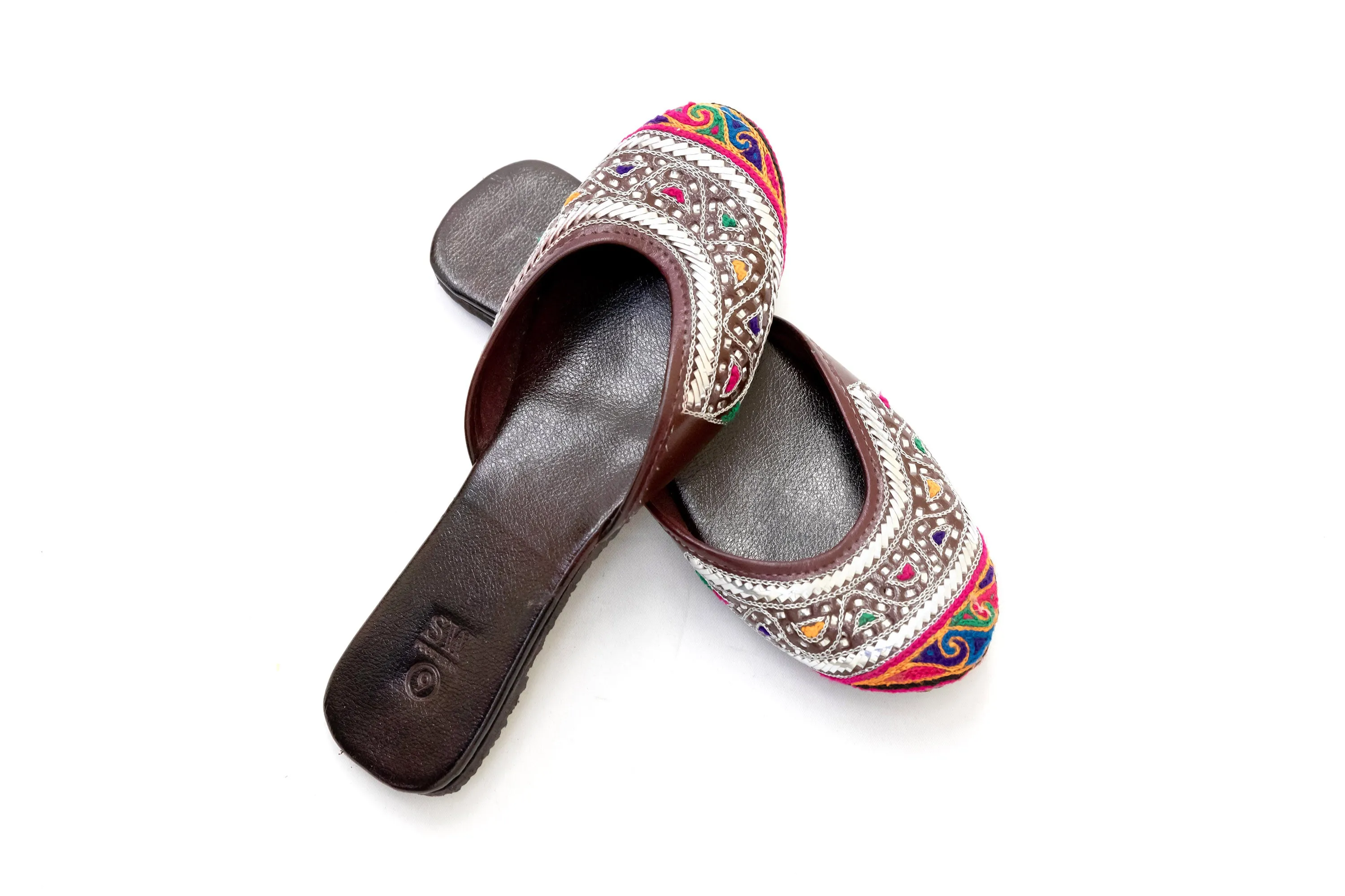 Leather Embroidered Jutti Khussa - Shoes - Women's