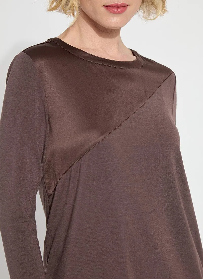 Leia Mixed Media Top | Dark Mocha