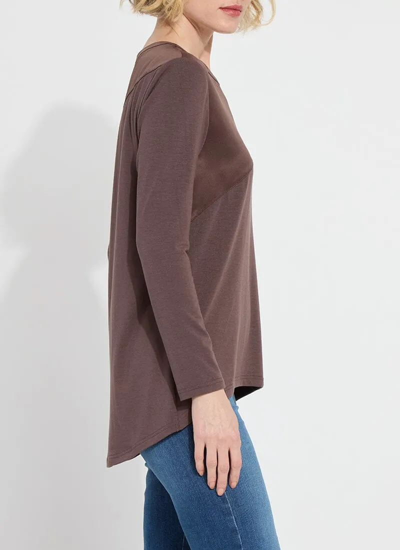 Leia Mixed Media Top | Dark Mocha