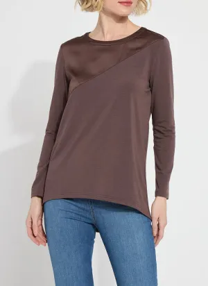 Leia Mixed Media Top | Dark Mocha