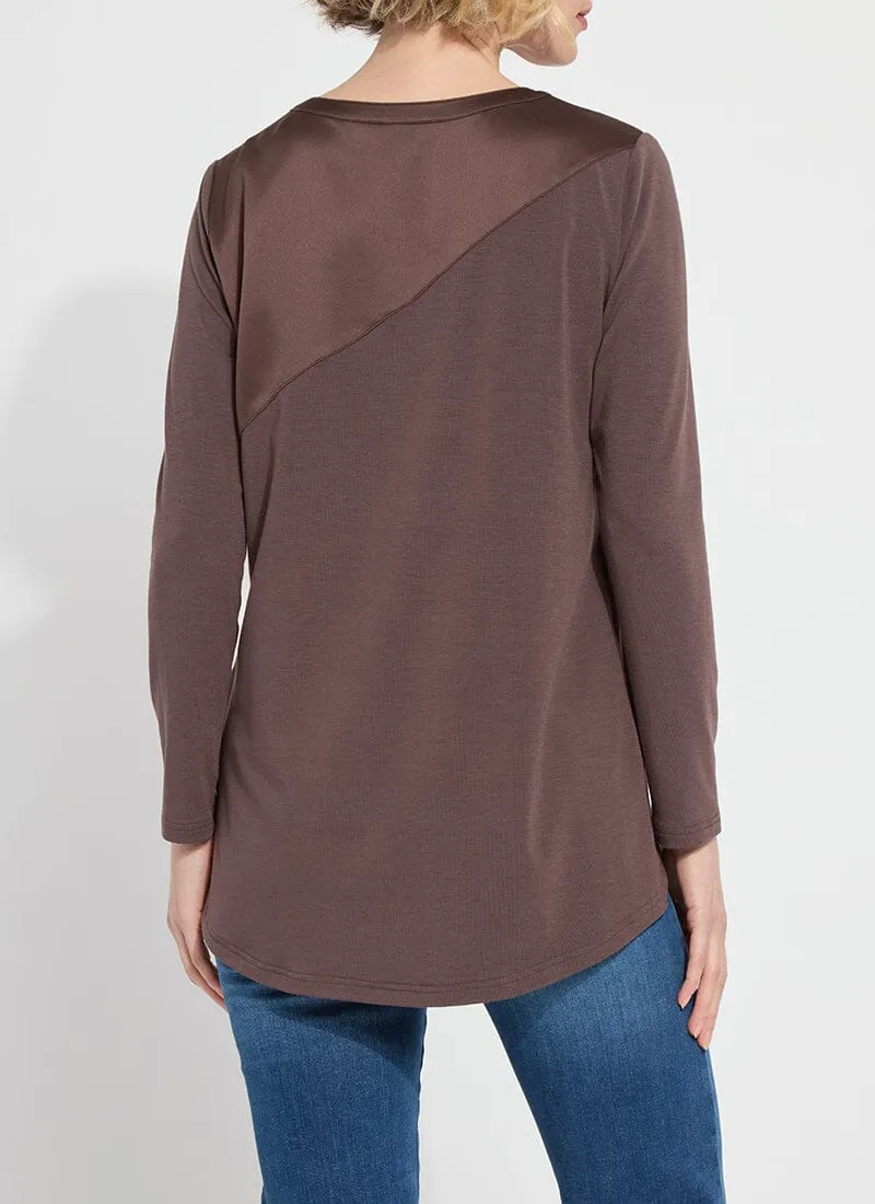 Leia Mixed Media Top | Dark Mocha