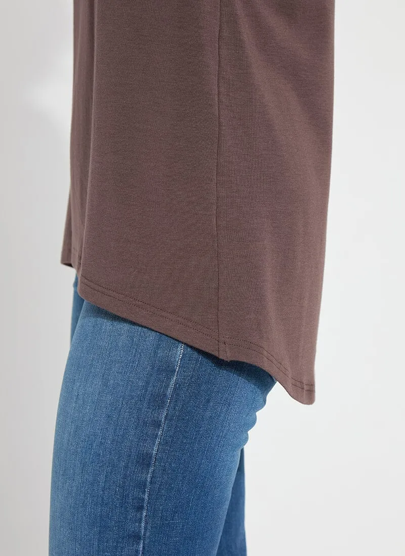 Leia Mixed Media Top | Dark Mocha