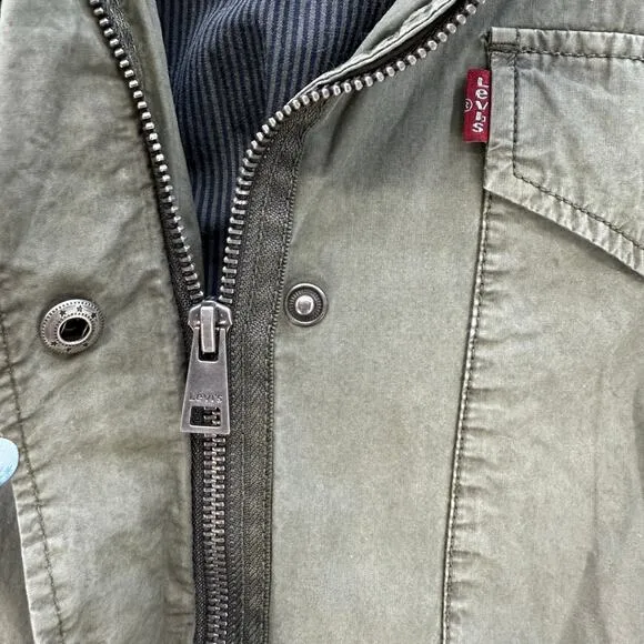 Levi Strauss &amp; Co Jacket Women's M Olive Green Lightweight Stand Collar Military