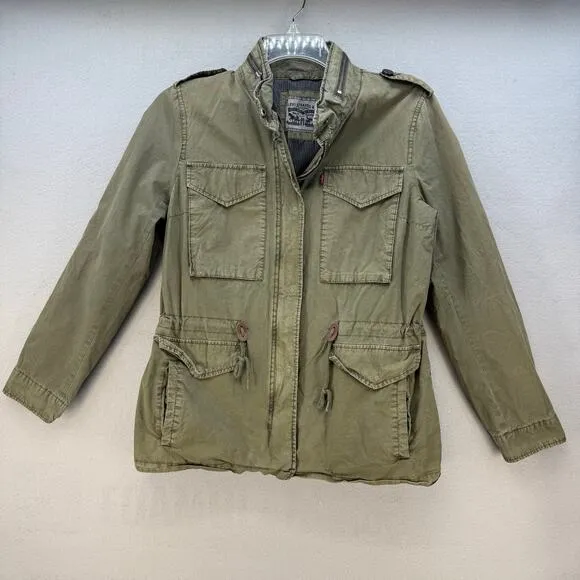 Levi Strauss &amp; Co Jacket Women's M Olive Green Lightweight Stand Collar Military