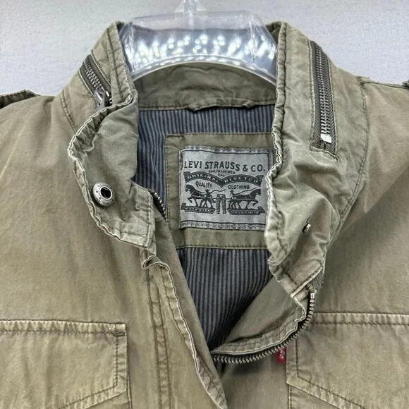 Levi Strauss &amp; Co Jacket Women's M Olive Green Lightweight Stand Collar Military