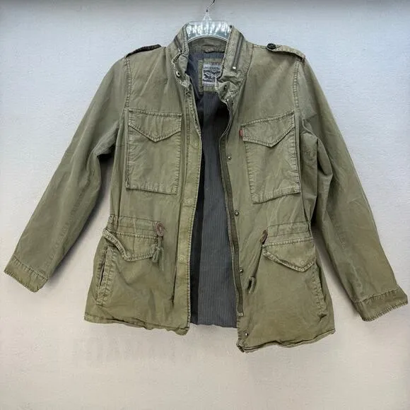 Levi Strauss &amp; Co Jacket Women's M Olive Green Lightweight Stand Collar Military