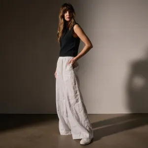 Lightweight Linen Wide Leg Pant - White