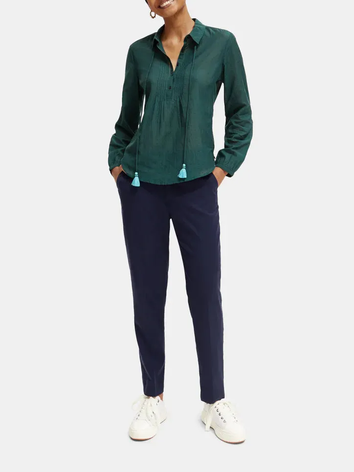 Lightweight Pintuck Blouse - Bottle Green 173312