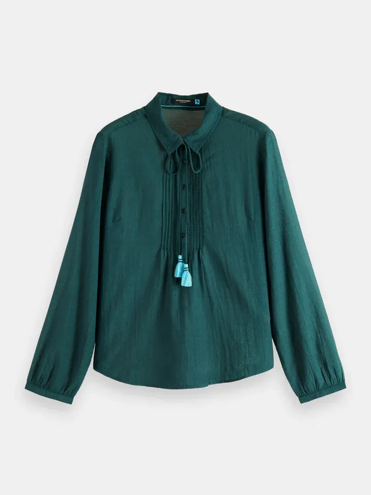 Lightweight Pintuck Blouse - Bottle Green 173312
