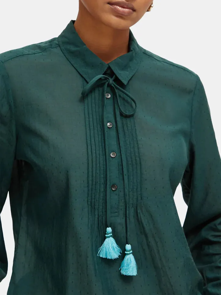 Lightweight Pintuck Blouse - Bottle Green 173312