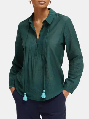 Lightweight Pintuck Blouse - Bottle Green 173312
