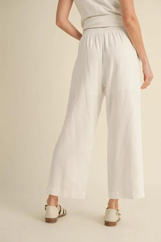 Linen Stretch-band Waist Pants